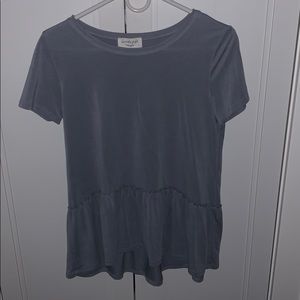 purple shirt with ruffle